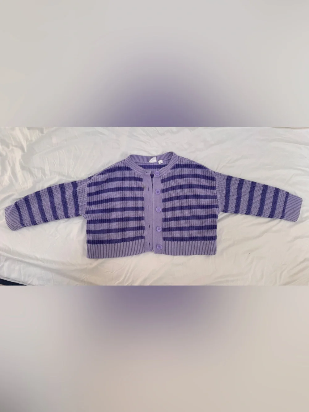 GAP Lavender and Dark Purple Striped Knit Cardigan